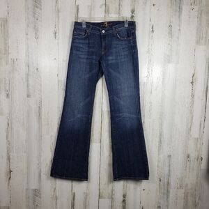 7 for all mankind flare jeans lightly distressed pockets size 29